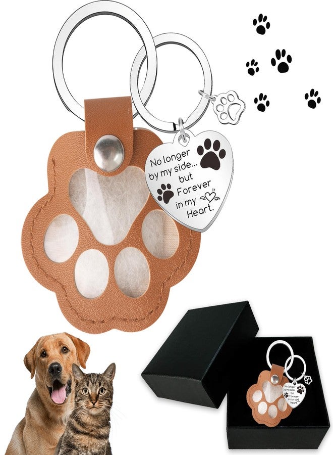 KATINAT 2Pcs Pet Hair Storage Keychain, Pet paw shaped leather keychain, Pet Memorial Gift Keyring, Handmade Key Holder for Collecting Cat and Dog Hair, Dog Memorial Gifts Pet Memorial Key chain - Image 1