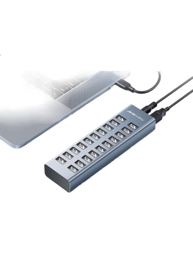Acasis Usb 2.0 Hub, 20-Port Hub Splitter, Expansion Dock, Laptop And Desktop Computer Management And Flashing Converter, Multi-Port Extension Cable With Power Port, H037 - Image 1
