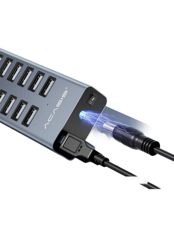 Acasis Usb 2.0 Hub, 20-Port Hub Splitter, Expansion Dock, Laptop And Desktop Computer Management And Flashing Converter, Multi-Port Extension Cable With Power Port, H037 - Image 3