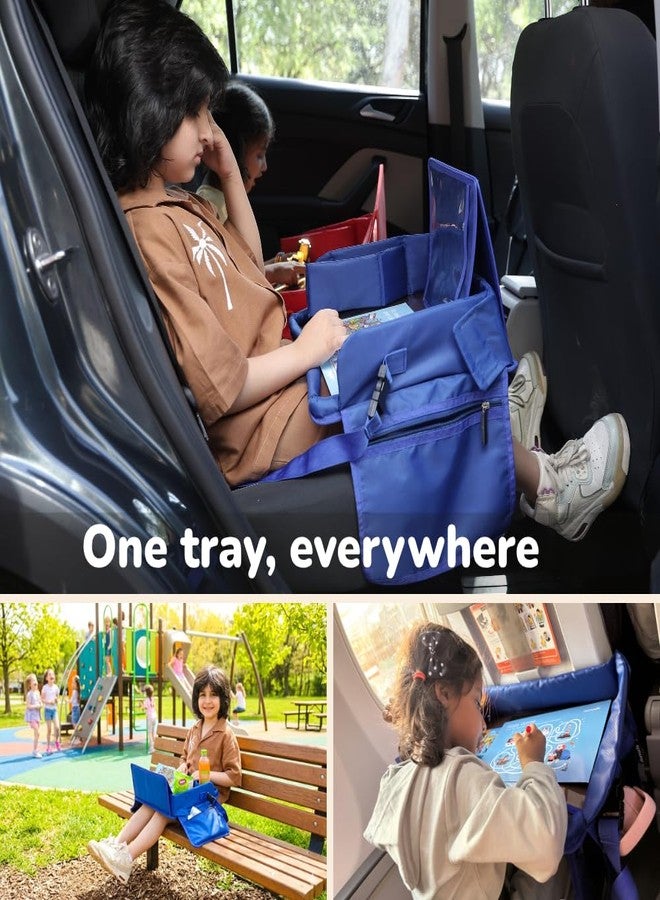 nomado Fold & Go Travel Tray- Cars & Flight Organizer w/Dry Erase Board- Tablet & Bottle Holder - Waterproof Snack Kids Lap Tray Table - Road Trip Essentials for Toddlers & Kids (Blue) - Image 5