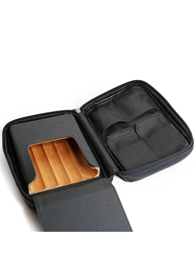 Lubinski Travel Storage Case with Cedar Wood Lining, Leather Exterior, Includes Cutter and Lighter (No Gas), Fits 5 Units - Image 3