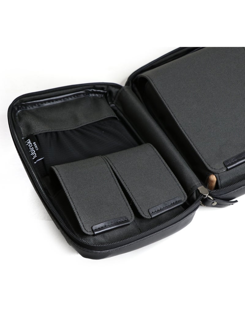 Lubinski Travel Storage Case with Cedar Wood Lining, Leather Exterior, Includes Cutter and Lighter (No Gas), Fits 5 Units - Image 2