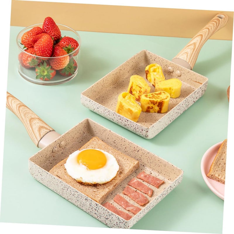 1pc Non-stick Rectangular Flat Pan Hanging Handle for Easy Storage Cooking Pan for Breakfast and Steak Frying Kitchen Cookware - Image 3