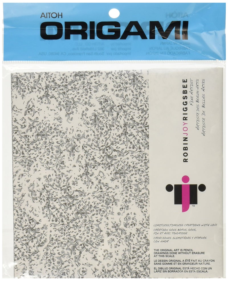 Aitoh RJR-05 Riggsbee Design-Feet Origami Paper, 6-Feet by 6-Inch, Black/White, 40 Sheets - Image 1
