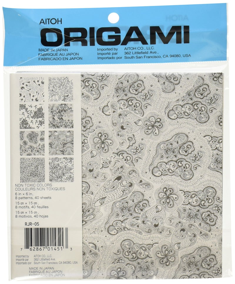Aitoh RJR-05 Riggsbee Design-Feet Origami Paper, 6-Feet by 6-Inch, Black/White, 40 Sheets - Image 2