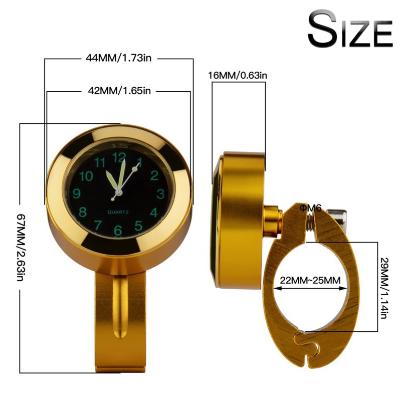 Motorcycle Handlebar Watch: Silver IP67 Waterproof T6063 Aluminum Alloy - Night Vision Function Handlebar Clock for Motorcycles, Scooters and Bicycles With 22-25mm Handlebar Diameter - Image 2
