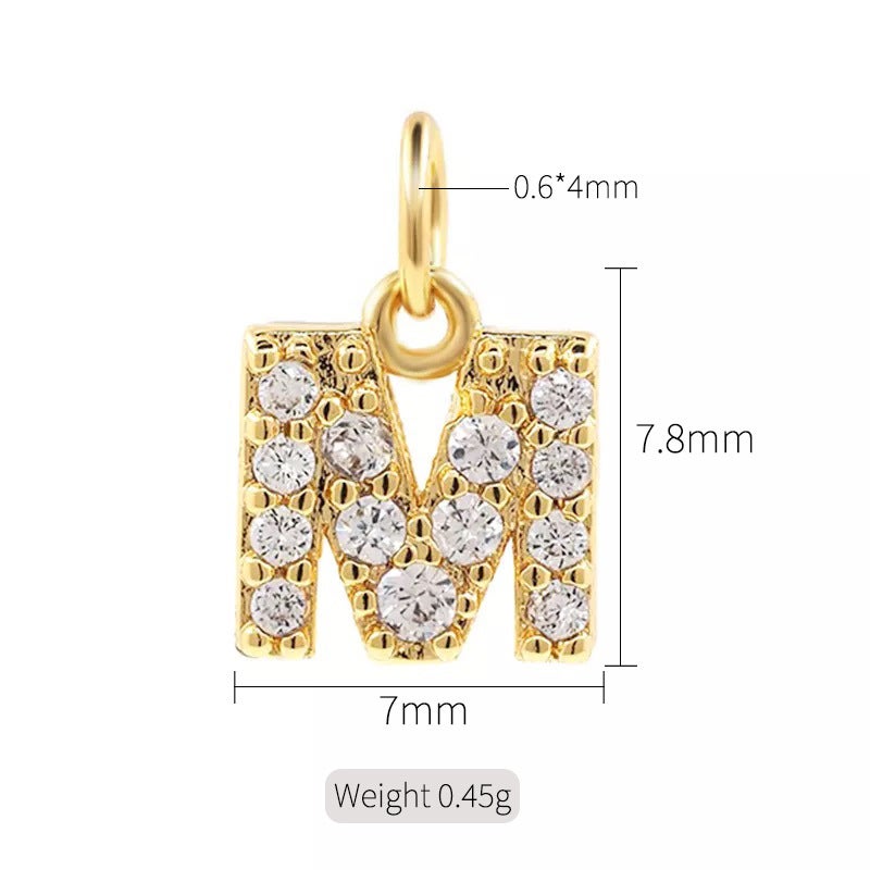 Exquisite simple micro inlaid zircon English 26 letter pendant necklace women 14k gold color pendant diy jewelry accessories H-10320（M）