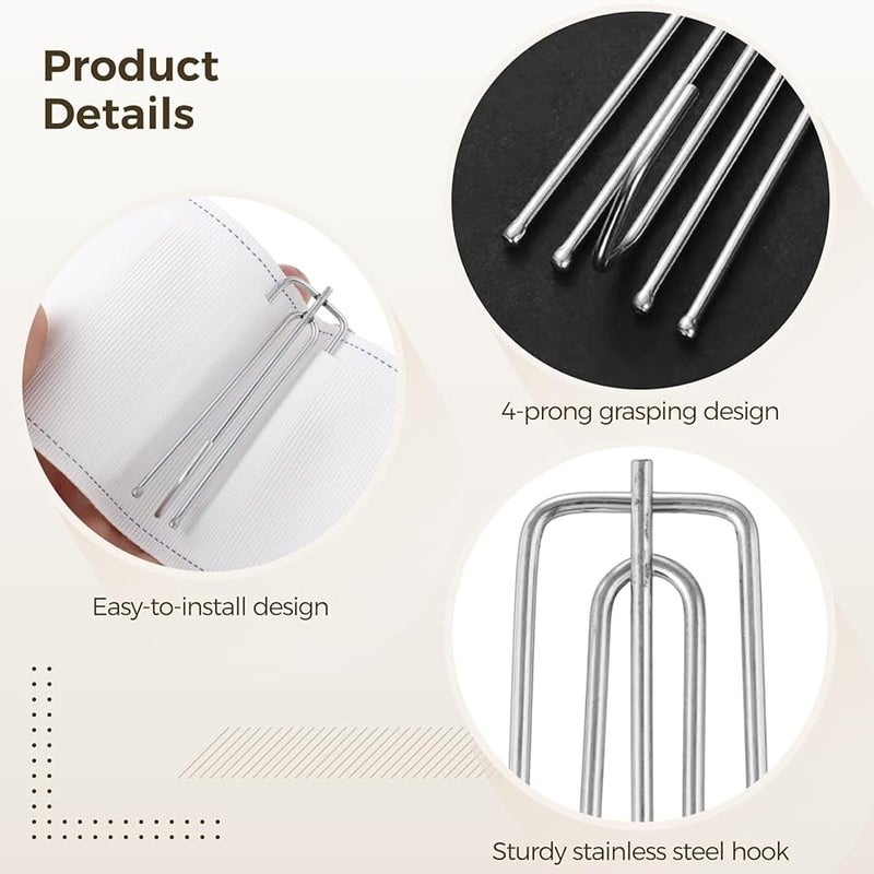 150 قطعة من خطافات الستائر الفولاذية المقاومة للصدأ - علاقات الستائر المضادة للصدأ سهلة التركيب - ديكور المنزل - Image 4