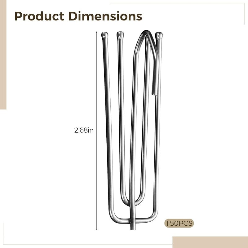 150 قطعة من خطافات الستائر الفولاذية المقاومة للصدأ - علاقات الستائر المضادة للصدأ سهلة التركيب - ديكور المنزل - Image 5