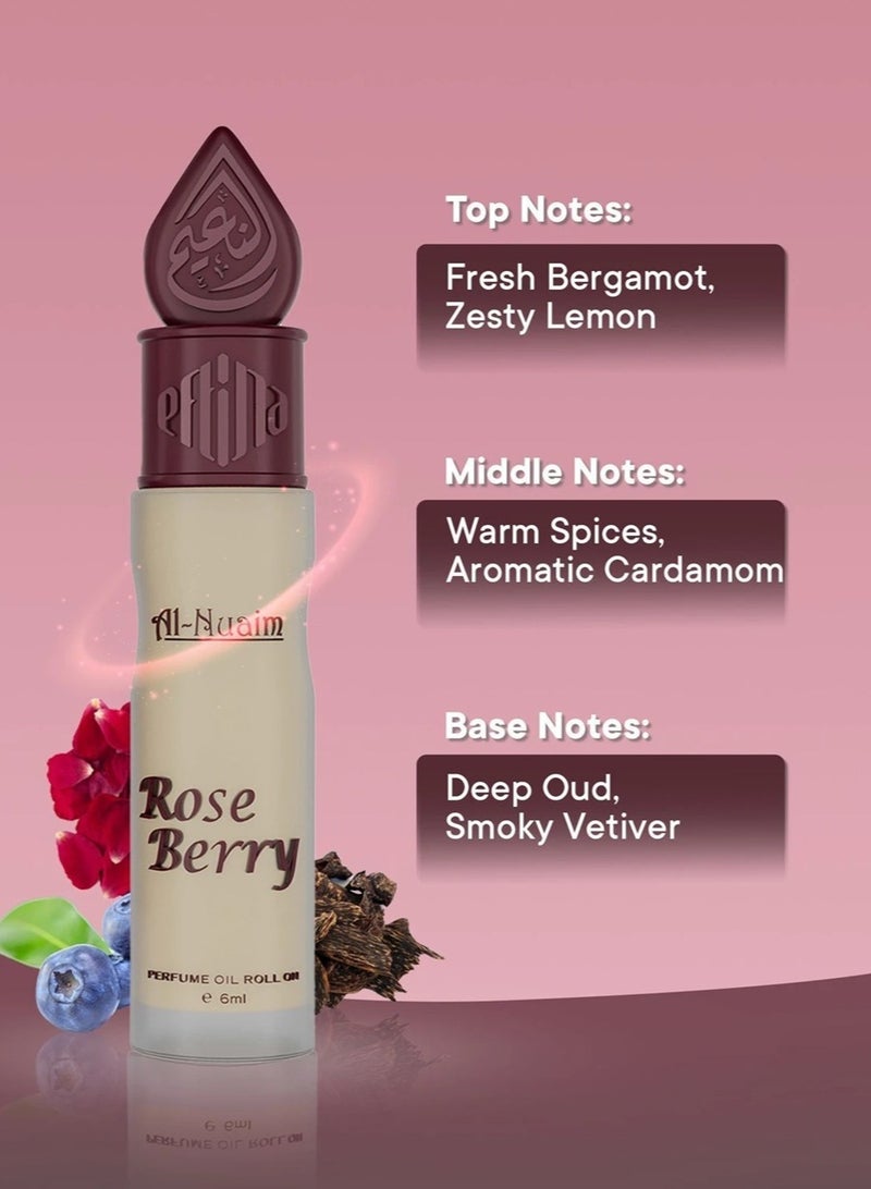 أل نواعم عطر النعيم روز بيري أتور رول أون 6 مل | زيت عطري مركز للجنسين خالٍ من الكحول | عطر زهري وفاكهي يدوم طويلاً للرجال والنساء | حجم مناسب للجيب - Image 3