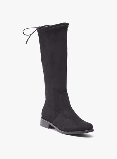 Flora Bella Women Solid High Shaft Boots with Tie-Ups and Block Heels