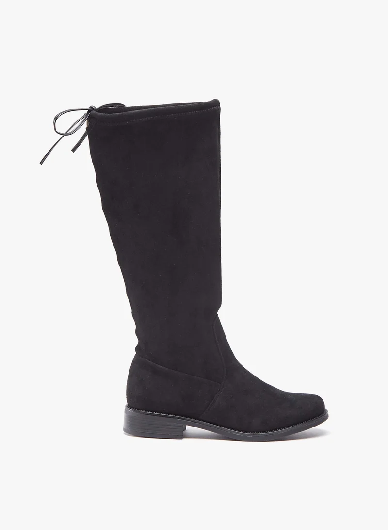 Flora Bella Women Solid High Shaft Boots with Tie-Ups and Block Heels