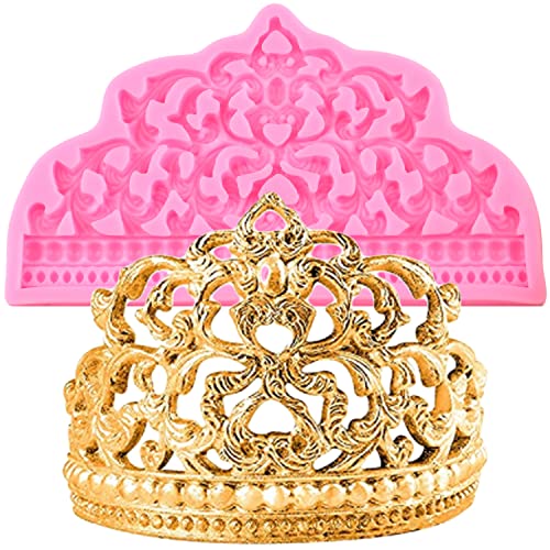 Mujiang Crown Cake Fondant Molds Candy Crown Baroque Style Silicone Mold For Cake Decorating Cupcake Topper Chocolate Gum Paste - Image 1