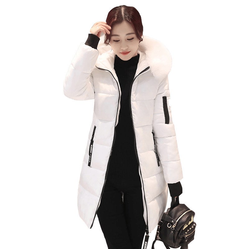 Cotton-Padded Jacket For Women In Winter New Korean Style Fashionable Mid-Length Cotton-Padded Jacket For Women Plus Size Slim Hooded Jacket For Women Cotton-Padded Jacket - Image 5