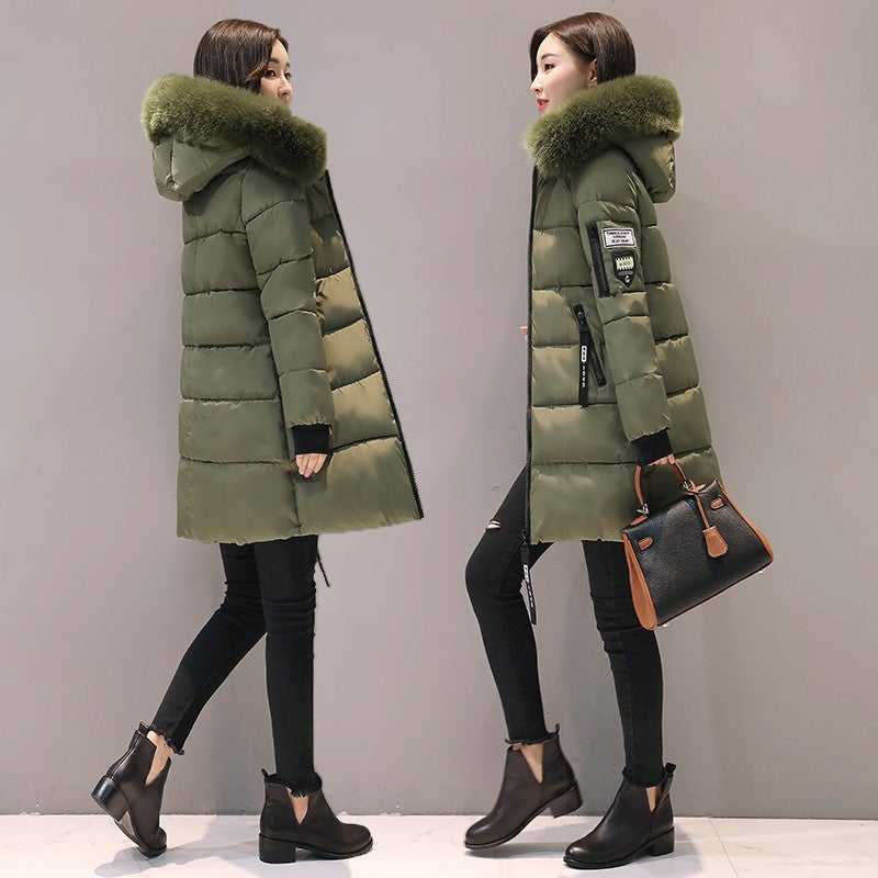 Cotton-Padded Jacket For Women In Winter New Korean Style Fashionable Mid-Length Cotton-Padded Jacket For Women Plus Size Slim Hooded Jacket For Women Cotton-Padded Jacket - Image 1