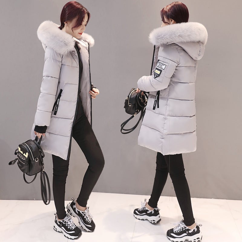Cotton-Padded Jacket For Women In Winter New Korean Style Fashionable Mid-Length Cotton-Padded Jacket For Women Plus Size Slim Hooded Jacket For Women Cotton-Padded Jacket - Image 2