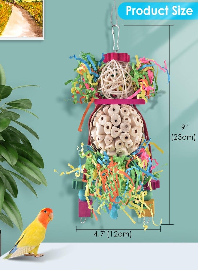 Bissap 2PCS Bird Parrot Foraging Shredder Hanging Toys Sola Balls Sepak Takraw with Pacifier for Small Parrots Parakeets Conures Cockatiels Love Birds Cage Toy - Image 2