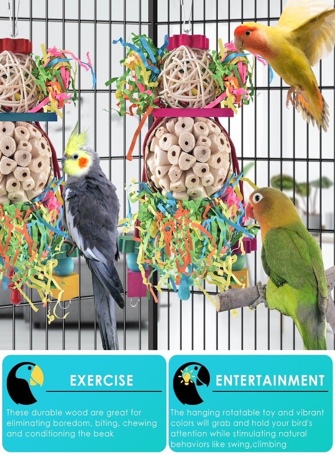 Bissap 2PCS Bird Parrot Foraging Shredder Hanging Toys Sola Balls Sepak Takraw with Pacifier for Small Parrots Parakeets Conures Cockatiels Love Birds Cage Toy - Image 4