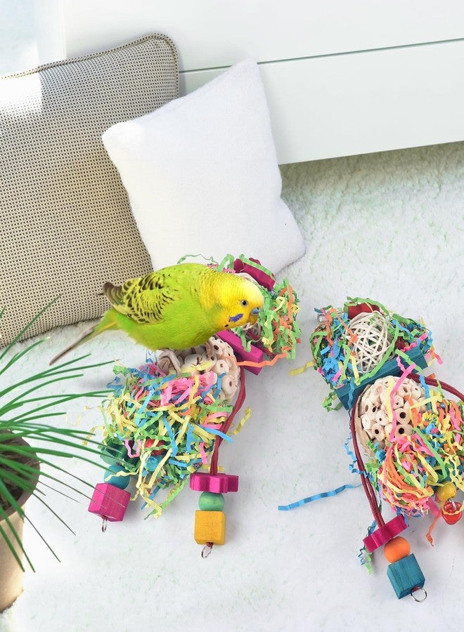 Bissap 2PCS Bird Parrot Foraging Shredder Hanging Toys Sola Balls Sepak Takraw with Pacifier for Small Parrots Parakeets Conures Cockatiels Love Birds Cage Toy - Image 5
