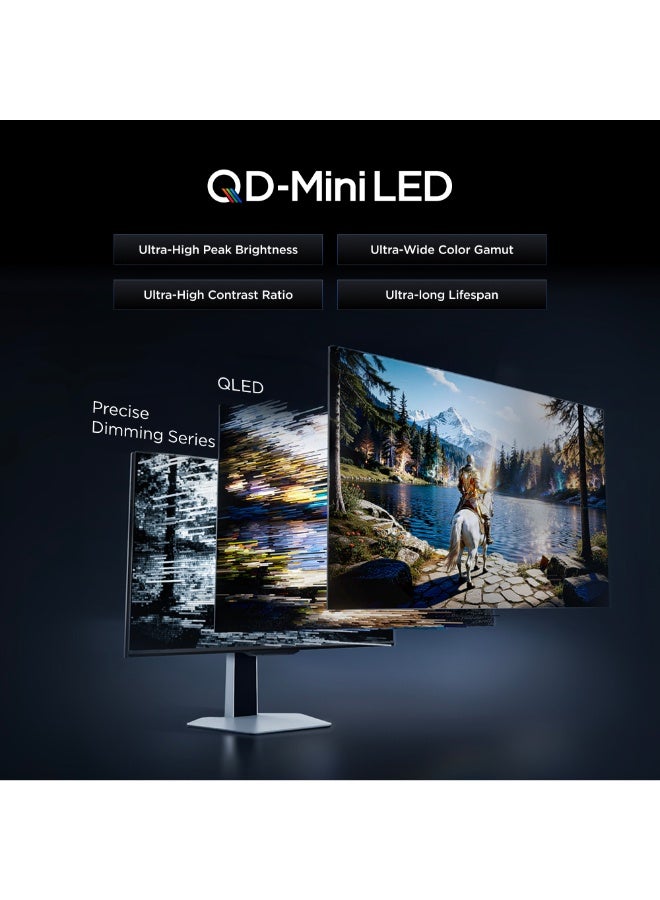 تي سي إل 27 Inch QHD QD-Mini LED Gaming Monitor, 320Hz Refresh Rate, HFS Panel 1ms GTG, AMD FreeSync Premium, Tmoc Motion Clarity, 1200nits Peak Brightness, 98.5% DCI-P3 Color Gamut  27P3A Pro (2026 Model) white - Image 3