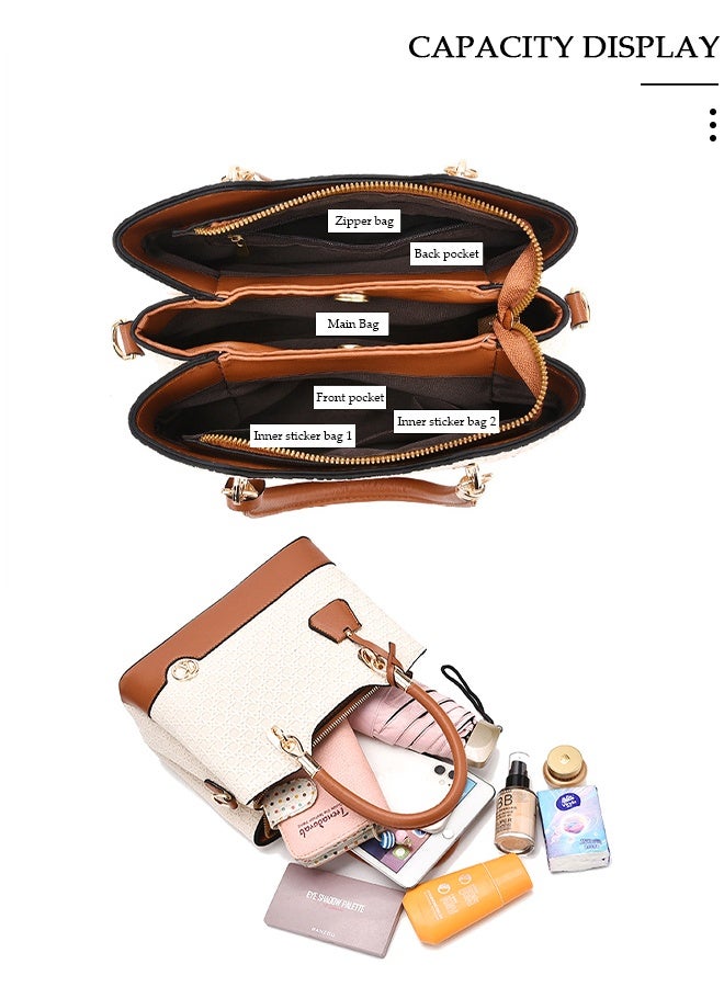DUNISO Vintage Large Capacity Faux Leather Tote Bag for Women Shoulder Handbag Designer Satchel Crossbody Bag with Detachable Strap for Everyday Use - Image 4