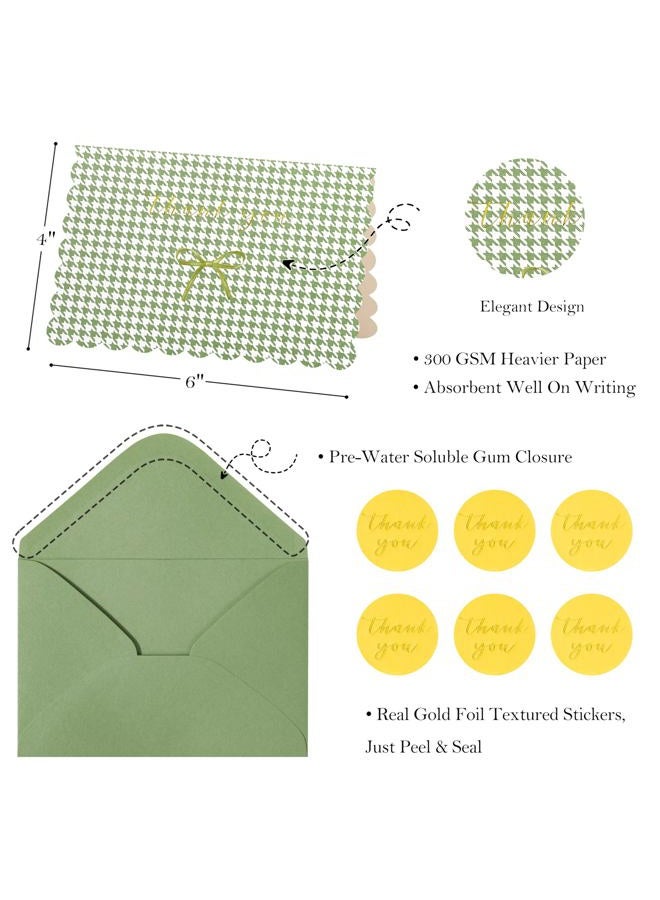 Crisky Thank You Cards with Envelopes,50 Pack Sage Green Thank You Cards Bulk Bow Style for Baby Shower, Birthday, Wedding Decoration Party Favors - Image 2