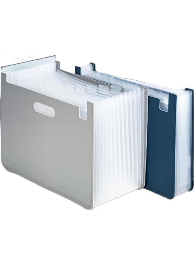 Deli 13-Compartment A4 Vertical Large-Capacity Accordion File Folder, Multi-Layer Extendable Student Office Document Organizer, Elementary To High School Office File Protector, 63951 Light Gray - Image 2