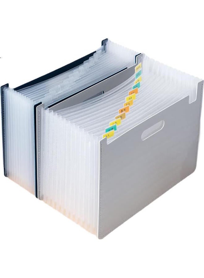 Deli 13-Compartment A4 Vertical Large-Capacity Accordion File Folder, Multi-Layer Extendable Student Office Document Organizer, Elementary To High School Office File Protector, 63951 Light Gray - Image 1