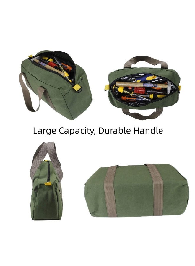 12 Inch Wide Mouth Tool Bag, Canvas Tool Bag, Heavy Duty Tool Storage Bag, Large Capacity Tool Tote Bag for Electricians, Power Tool Organizer Pouch, Tool Bags for Men (Green - 12 Inch) - Image 4
