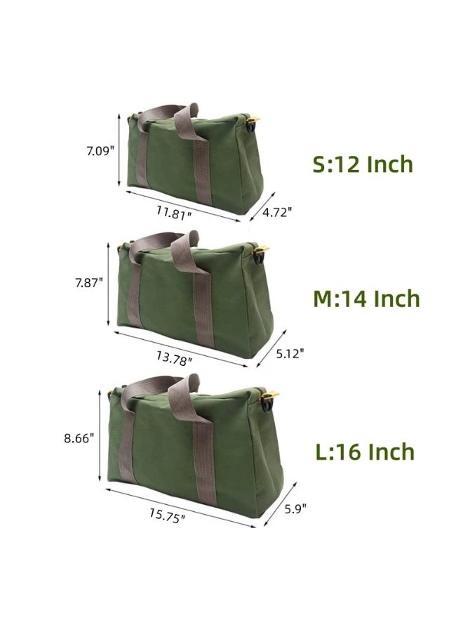 12 Inch Wide Mouth Tool Bag, Canvas Tool Bag, Heavy Duty Tool Storage Bag, Large Capacity Tool Tote Bag for Electricians, Power Tool Organizer Pouch, Tool Bags for Men (Green - 12 Inch) - Image 2