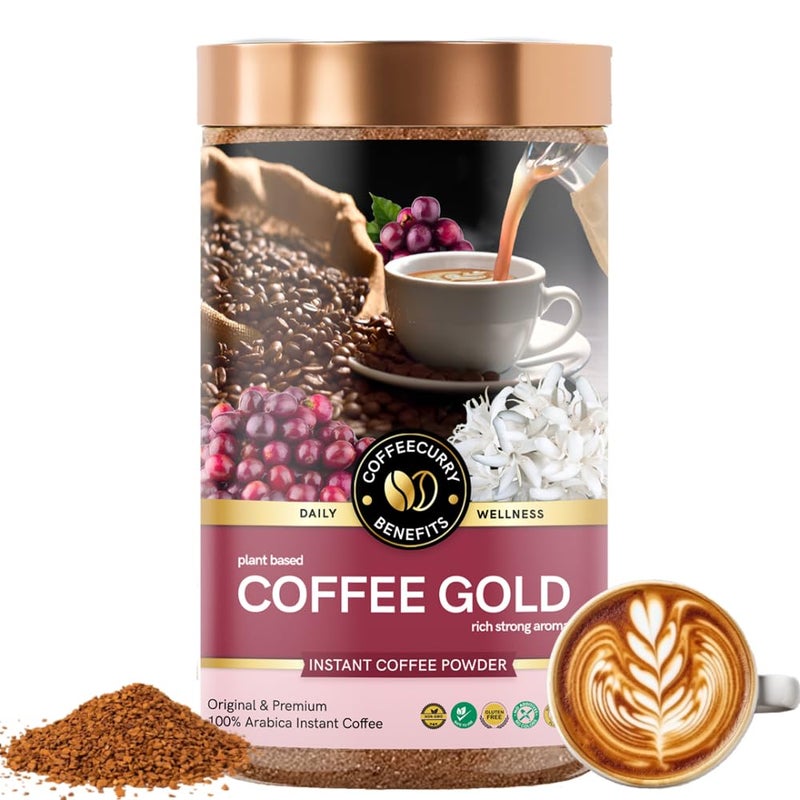 COFFEECURRY Gold Coffee (50 Grams) - Instant Coffee Powder for Energy and Focus - Instant Hot & Cold Coffee | Premium Arabica Coffee Powder for Refreshing Experience - Image 1
