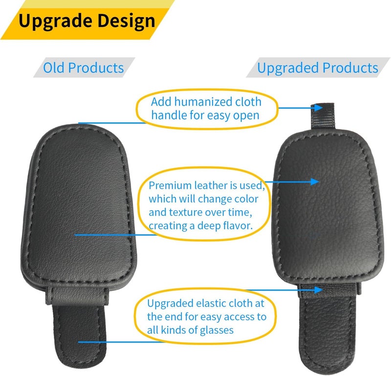 Yuoyar Magnetic Leather Sunglasses Holders for Car Visor - Image 2
