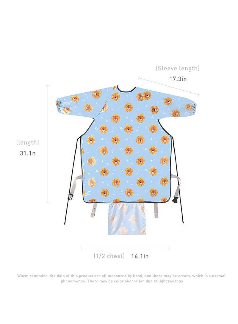 Y&D Baby Weaning Bibs, Waterproof Anti Dirty Feeding Bib for Babies Eating, High Chair Shirt Supplies(Blue Lion) - Image 3