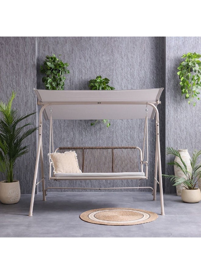 DANUBE HOME Vitara 3 Seater Swing | 3-Seater Hammock Chair | Modern Design Hanging Chair | Three Seat Swing Chair For Indoor Outdoor Garden Patio W170xD120xH150cm   - Beige - Image 2