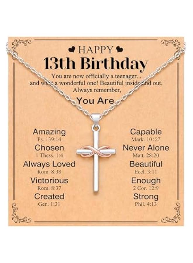 Arabest Happy 10th/11th/12th/13th/14th/15th/16th/17th/18th/21st Birthday Gifts for Girls Her, Cross Necklace Birthday Gift Ideas - Image 1