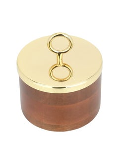 Alsaif Gallery India Tmreya Wooden Round Brown With A Golden Cover  - Image 2