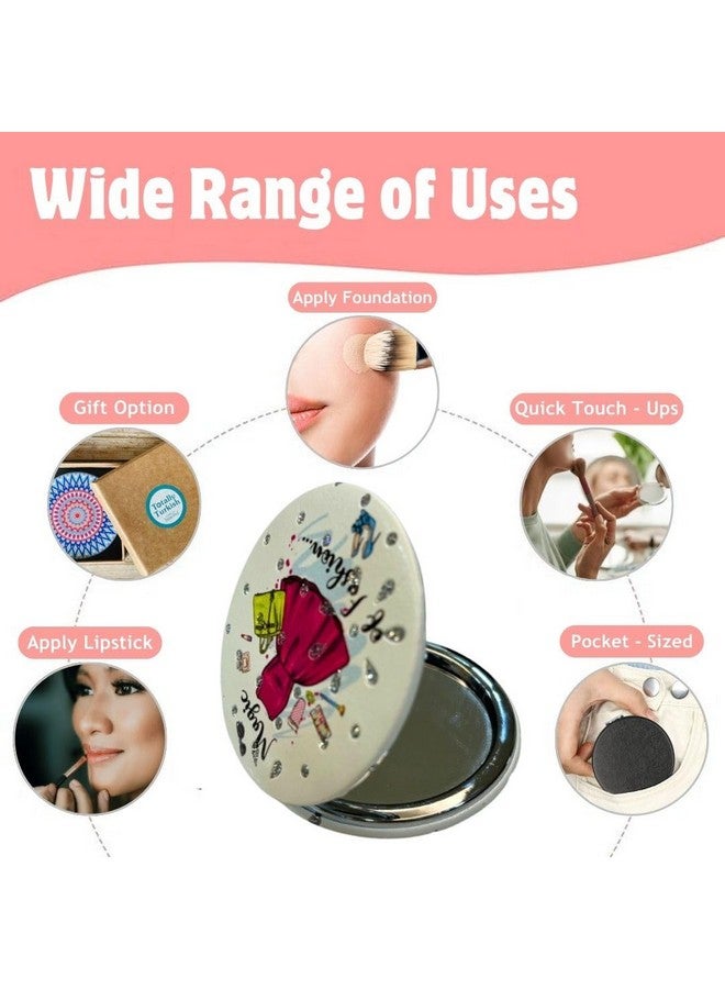 Portable Compact Mirrors with 2x1 Magnifying Glass, Studded, for Self Grooming, Makeup, Carry in Purses, Handbags, Gift Item - Image 4