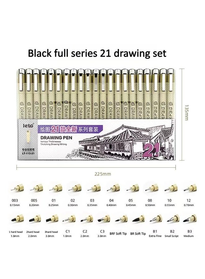 Leto Complete Set Of 21 Black Hand-painted Fine Brushes - Image 1