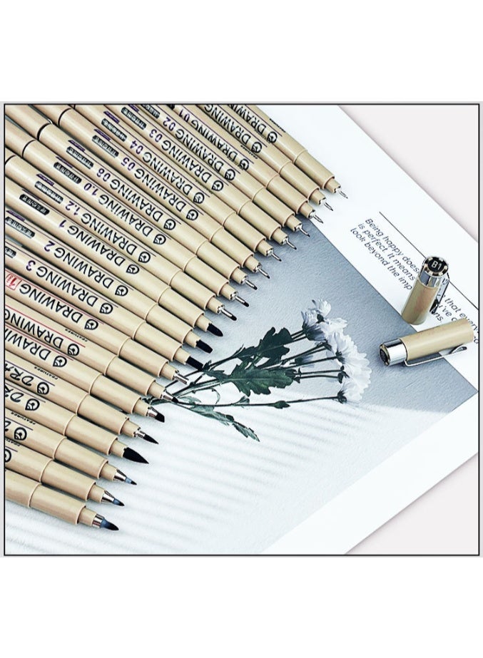 Leto Complete Set Of 21 Black Hand-painted Fine Brushes - Image 2