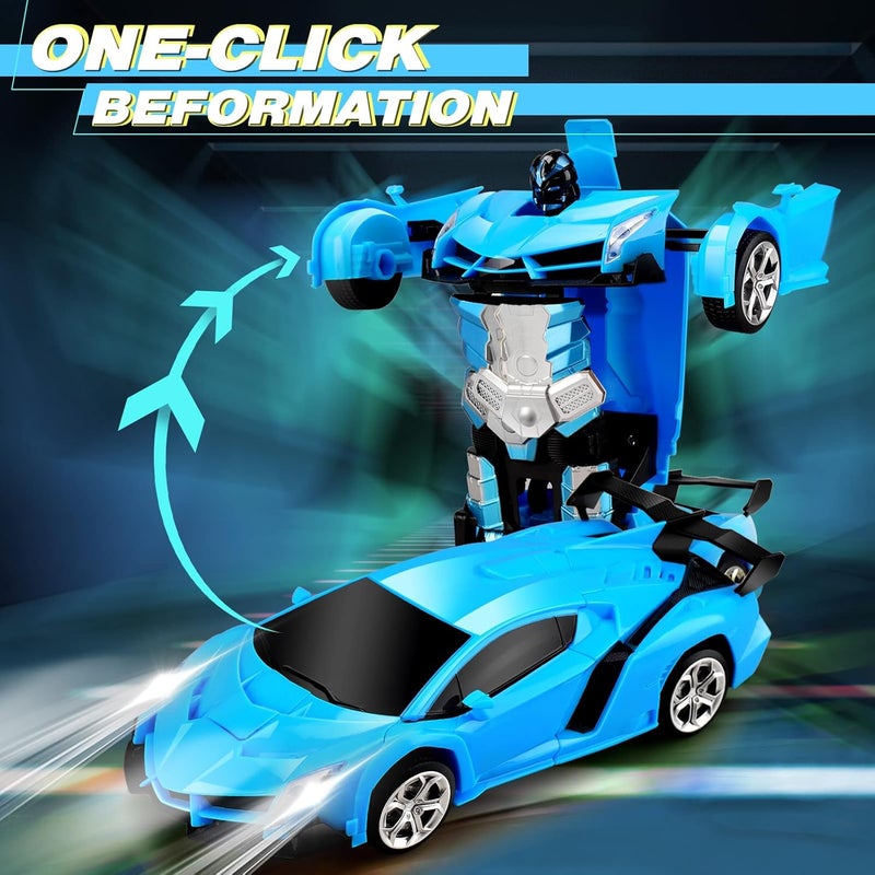 Chridark Daily use improved quality Remote Control Car Toys - Transforming RC Cars for Kids & Boys Toys - One Button Transformation and 360 Degree Rotating Drifting - Gifts for Boys and Girls (Blue) All climate suitability - Image 5