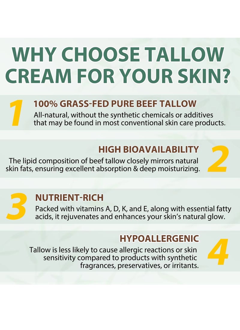 Yecuce 120g Whipped Tallow Cream Face and Body Moisturizer Cream Organic Beef Tallow for Skin Grass Fed Whipped Beef Tallow and Honey Cream Balm Deep Hydrating Nourishing Face and Body Tallow Gel  - Image 2