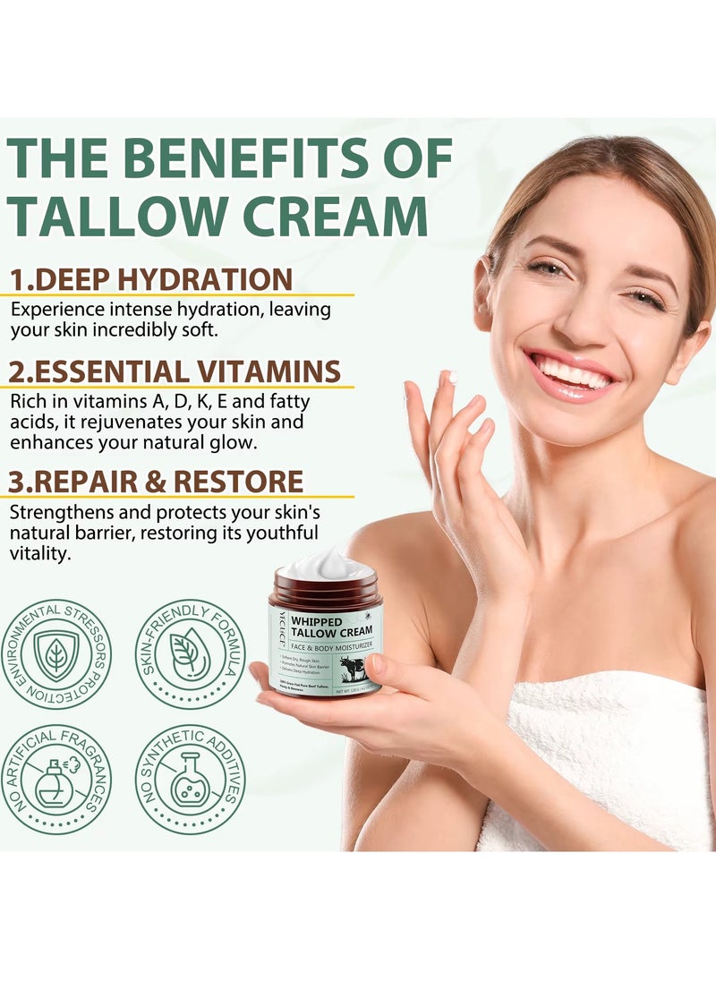 Yecuce 120g Whipped Tallow Cream Face and Body Moisturizer Cream Organic Beef Tallow for Skin Grass Fed Whipped Beef Tallow and Honey Cream Balm Deep Hydrating Nourishing Face and Body Tallow Gel  - Image 5