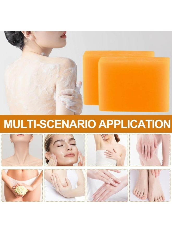 Kanza 6 Pcs Turmeric Kojic Acid Soap Set for Face & Body Handmade Turmeric Kojic Acid Facial Soap for Acne Dark Spot Remover Face Cleansing Smooth Skin Moisturizing Soaps with Retinol & Collagen 6 x 65g - Image 2
