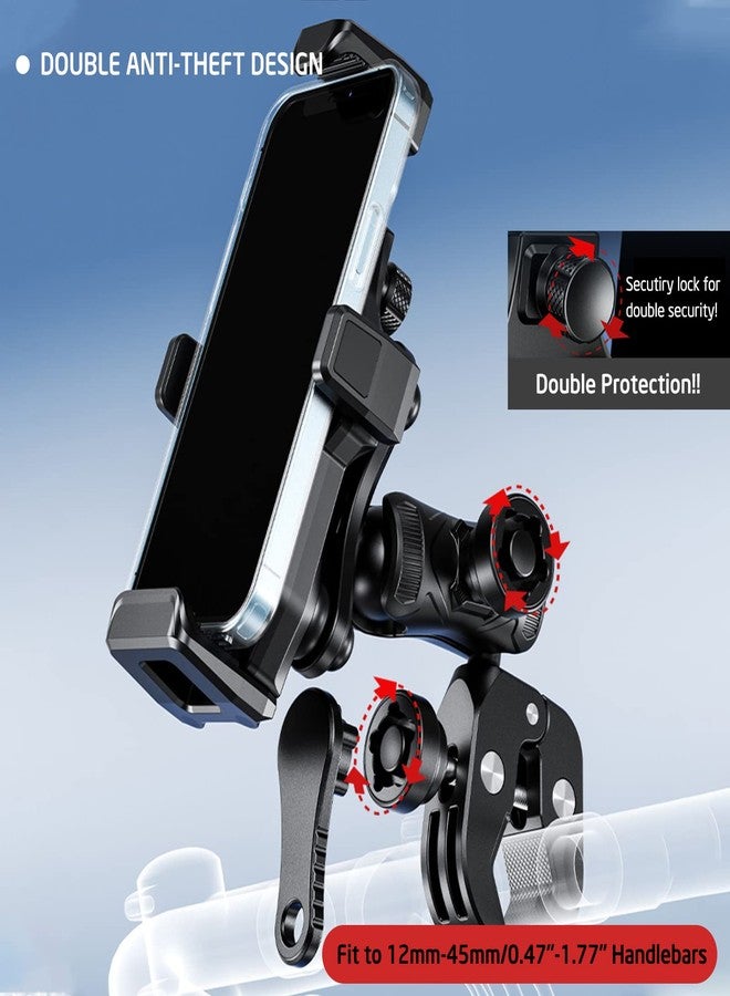iMESTOU Anti-vibration Motorcycle Phone Mount, 1" Ball Handlebar Stem Phone Holder Anti-theft and 360°Rotation Fits for 4.7"-7.2" Cellphones with max Thickness 16mm - Image 3