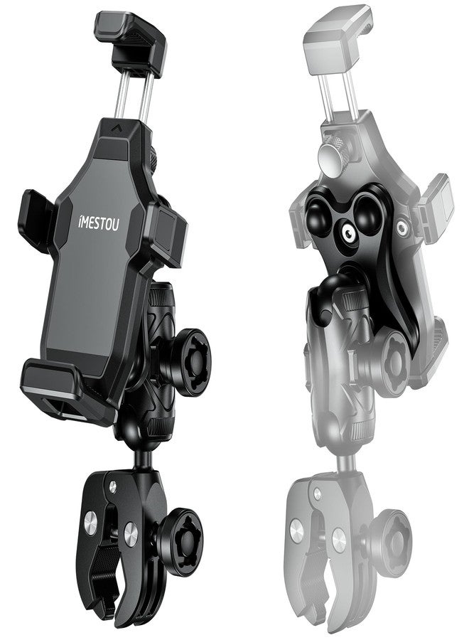 iMESTOU Anti-vibration Motorcycle Phone Mount, 1" Ball Handlebar Stem Phone Holder Anti-theft and 360°Rotation Fits for 4.7"-7.2" Cellphones with max Thickness 16mm - Image 1