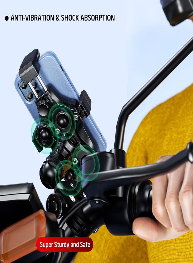 iMESTOU Anti-vibration Motorcycle Phone Mount, 1" Ball Handlebar Stem Phone Holder Anti-theft and 360°Rotation Fits for 4.7"-7.2" Cellphones with max Thickness 16mm - Image 2