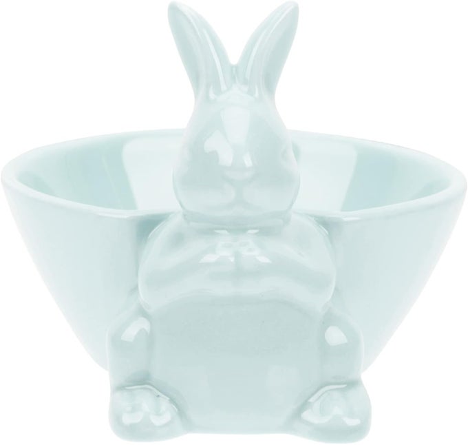 BUNNY CANDY DISH EASTER RABBIT BOWL CERAMIC FRUIT BOWL SNACK SERVING BOWL EASTER SALAD DESSERT BOWL TABLE DECORATION BLUE