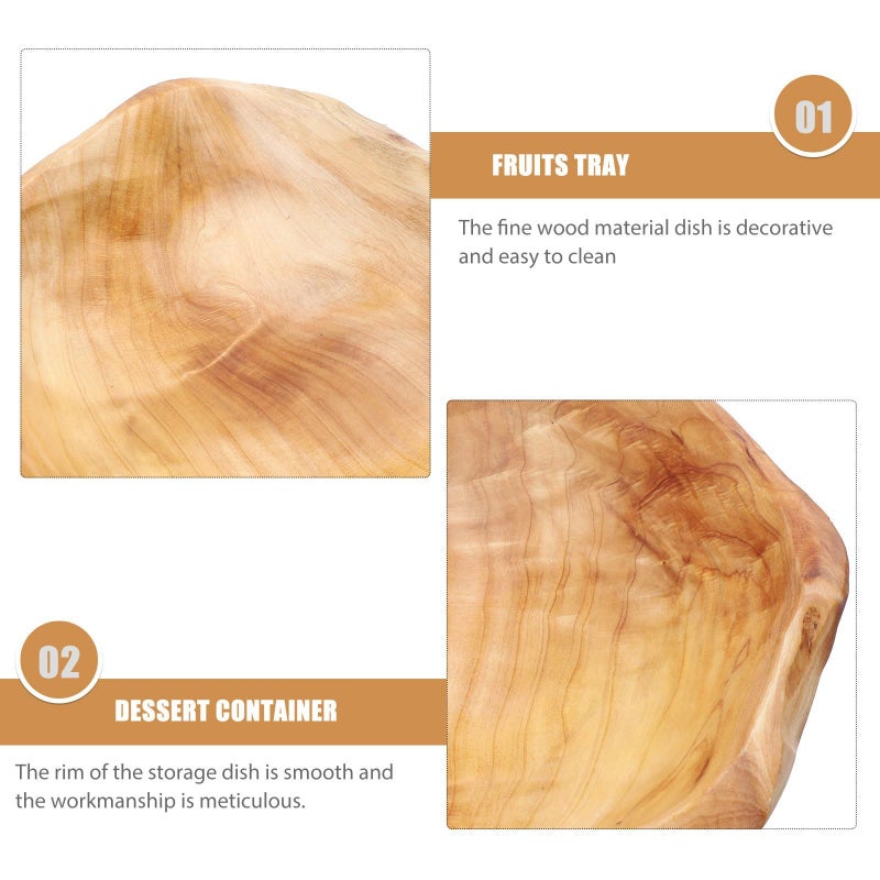 Large Solid Wood Fruit Bowl Root Carved Wooden Tray 25 29cm Diameter Snack Storage - Image 4