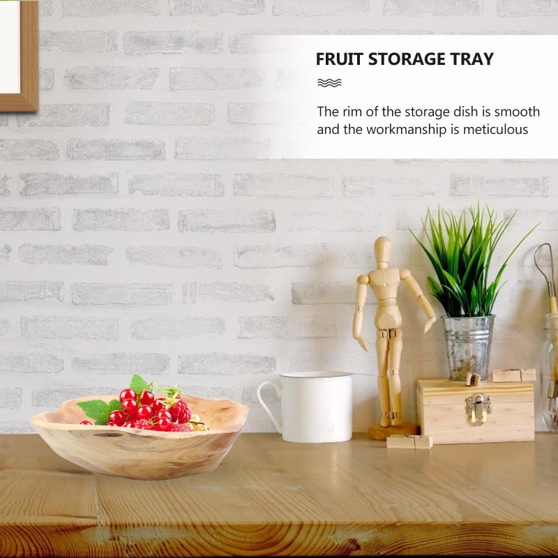 Large Solid Wood Fruit Bowl Root Carved Wooden Tray 25 29cm Diameter Snack Storage - Image 5
