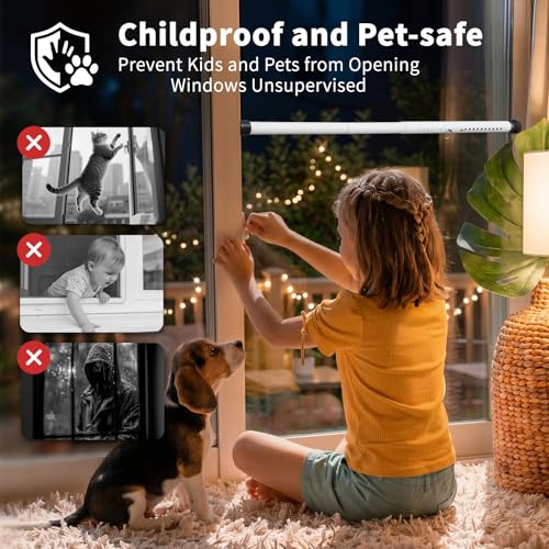 Feblomst Sliding Door Security Bar 18"-51", Adjustable Sliding Door Lock Security Bar, Window Security Bars Inside for Sliding Glass Door Home Apartment Safety, Burglar Proof - White - Image 3